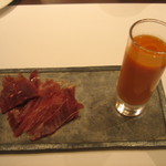 イベリコ豚の生ハムとガスパチョ