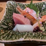 神馬 - お刺身４点盛り。全て美味しかったです！京都は生のお魚美味しくないなんて誰が言った！？