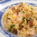 葱、叉焼、海老のシンプル炒飯