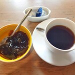 けや木 - セットのコーヒーゼリーとホット珈琲