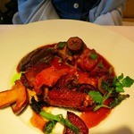 レストラン コバヤシ - フランス　ラカン産鳩のロースト　レバーペースト　キノコ、季節野菜添え