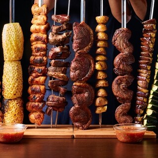 All-you-can-eat 20 types of Churrasco! I'll cut it up right in front of you♪