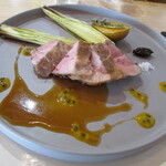 Ryoriya Takashima - 茶美豚 キタアカリ ヤングコーン フォンドボー 赤ワインのソース