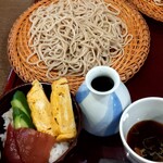 Soba Nozawa - 魚御膳1280円。海鮮丼とサラダ、せいろが付きます。