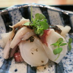 25年8月　明石蛸　紫蘇酢掛け　白ずいき