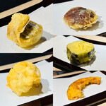 天冨良 銀座 よこ田 - 天ぷら五種