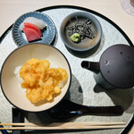 天冨良 銀座 よこ田 - 芝海老のかき揚げにお出汁をかけて天茶♡