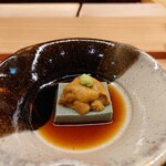 一本杉 川嶋 - 出来立てよもぎ豆腐、能登の雲丹