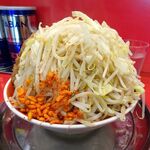 ラーメン タロー 五反田の陣 - 小ラーメン豚入り1,050円（野菜マシマシ、あげ辛、削り節）