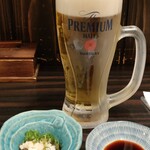 徳島魚一番　新 - お通しと生ビール