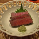 日本料理 とくを - 近江牛ヒレ肉のたたき。