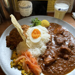 フィッシュ - ２種コンボ大辛チキンカレー&キーマ、ライス200g