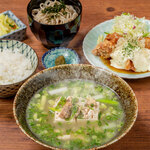 Chicken soup and chicken nanban set meal