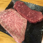 立喰い焼肉 治郎丸 - 肩三角（左）、シンシン（右）