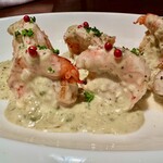 Garlic shrimp blue cheese sauce