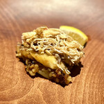 アカ - ⓫毛蟹とホワイトアスパラガスのパエリア ～この時期のスペシャリテは楽しみな逸品。旬のホワイトアスパラ入り毛蟹のパエリアは雑誌でもよく拝見する逸品。東シェフが目の前で丁寧に説明して頂ける力の入った逸品。