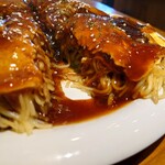 Okonomiyaki Enami - 「オタフクソース」がドップリ塗られて・・・甘い系のお好みソースなんだけど、コレは流石に「しょっぱい」わぁ