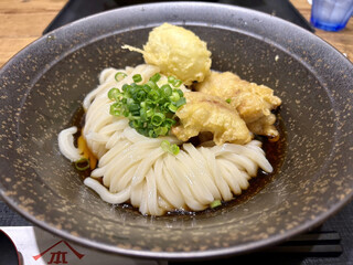 山下本気うどん - 鶏天ぶっかけうどん＋半熟玉子天トッピング