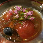 土家 - 25年8月　蕎麦豆腐　枝豆、胡瓜、ブルーベリー、トマト