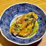 KOTARO Hasegawa DOWNTOWN CUISINE - オマール海老と鮃と玉葱のコンフィ　これは今日一番かな