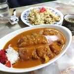 銀水食堂 - カツカレーと焼飯(スープ付)