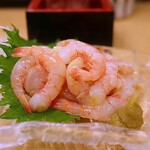 なんばや和 - アタマ海老のお造り(780円)