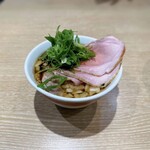 一番だしラーメン しんせん - 特製昆布水つけ麺（黒）＠1,200円（税込）