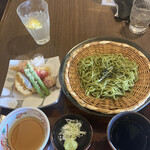 Hitachinaka Onsen Kirari Bettei - 天盛り茶そば1,230円、塩レモンサワー480円