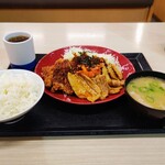 かつや - 豚カルビ焼肉とチキンカツの合い盛り定食979円