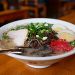 熊本らーめん 育元 - 博多ネギラーメン＋トッピング味玉