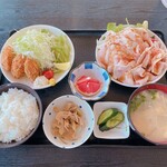 みのり食堂 - なめかた御膳(カキフライとローストポーク)  950円税込