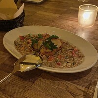 CICADA - ホタテのロースト、ファロと舞 茸のクリームリゾット