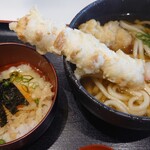 築港麺工房 - うどん定食A(750円)温+大ちくわ天(130円)