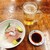 金時食堂 - 料理写真:梅酒ソーダ割 税込450円、たい・かんぱちお造り 税込750円（R5.1時点）