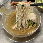 Ikko Tsu Nyuukon - 麺は喉越しのいい平たい麺　こんにゃく麺にちかい。