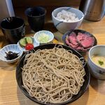 神子元 - 常陸秋そばと麦とろセット　1200円　+　ローストビーフ　300円