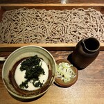 板蕎麦 山灯香 - あおさ海苔と山とろのそば切り 細麺 大盛り