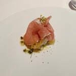 リストランテ カノフィーロ - 生ハムにリコッタチーズと日向夏
