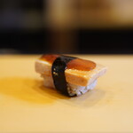 鮨駒 - 鮟肝＋西瓜の奈良漬け