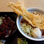 Dondon An - 期間限定 あなご天おろしそば(720円税込)の大盛り(無料クーポン使用)、どて丼(590円税込)