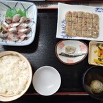 金沢食堂 - いわし刺身とあじたたき定食