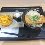 Hanamaru Udon - きつねうどん＆野菜かき揚げ＆鮭おにぎり