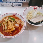 Moukotammennakamoto - 冷し味噌やさい(麺半分)+野菜大盛り+チャーシュー