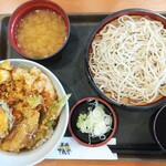 Tendon Tenya Toyama Hongo Ushin Ten - 夏野菜の天丼＆冷小そばセット