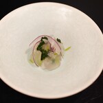 膳処末富 - アオリイカとアロエ、酸味を身かせた一品