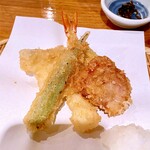 串天ぷら　段々屋 - エビ、オクラ、カボチャ、かしわ、きす