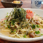 パスタキッチン　ドラーゴ - 辛子高菜と明太子の和風スパ (麺少なめ)