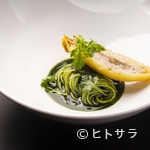 TOKi - 麺の柔らかな食感と喉越しが心地いい『三輪山本のパスタ麺 大和きくなのソース 牡蠣のベニエ』