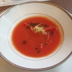ミレディ - 野菜プレートランチのスープ；シシリアンルージュ(トマト)のガスパチョ @2013/08/25