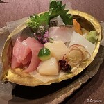 お料理 七草 - メジ鮪の腹身に帆立貝柱､真鯛に槍烏賊の盛込み